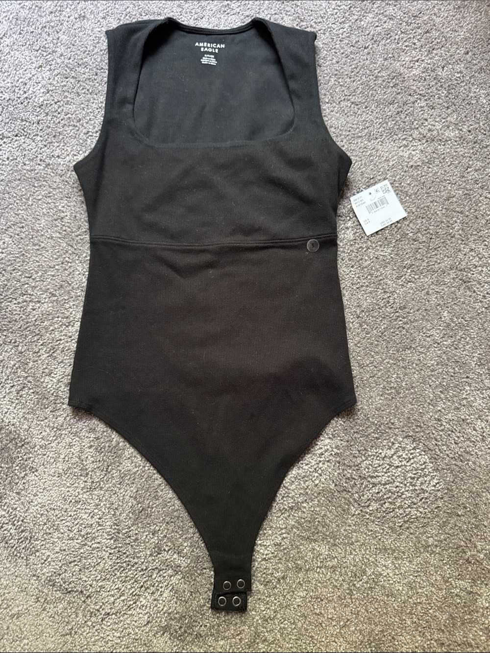 American Eagle Women’s Black Ribbed Sleeveless Bodysuit Sz S NWT